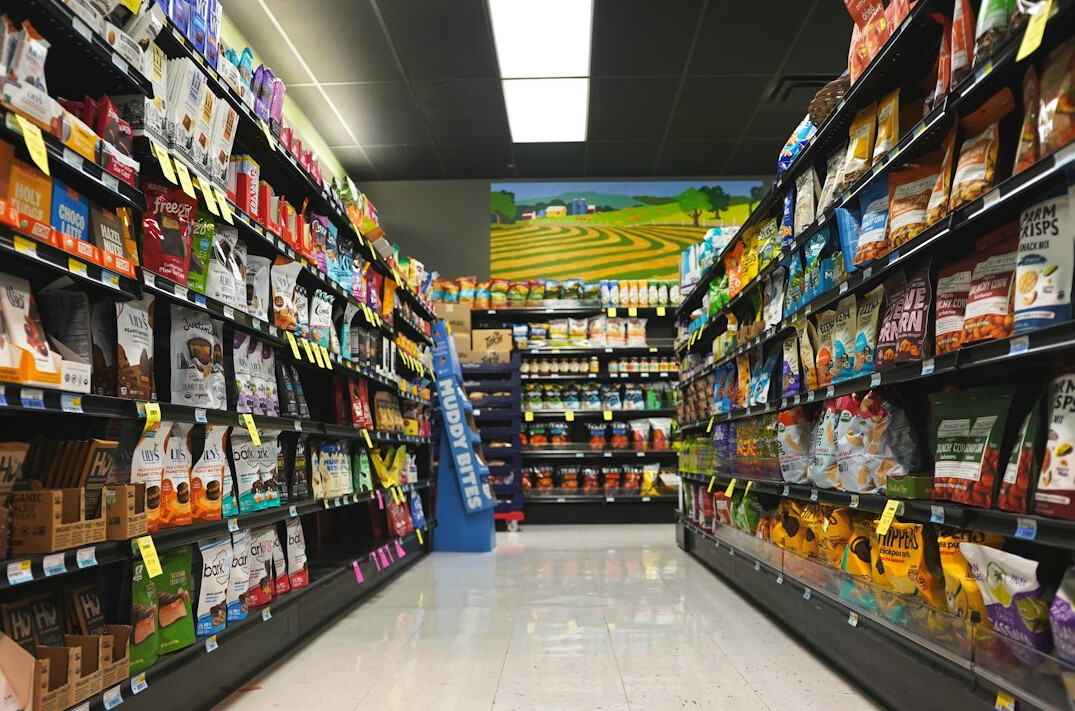retail store shelves with products